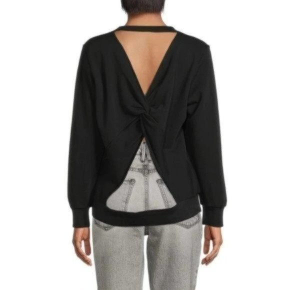HUDSON JEANS Knotted Cutout Back Sweatshirt, Black NWT - Picture 3 of 8